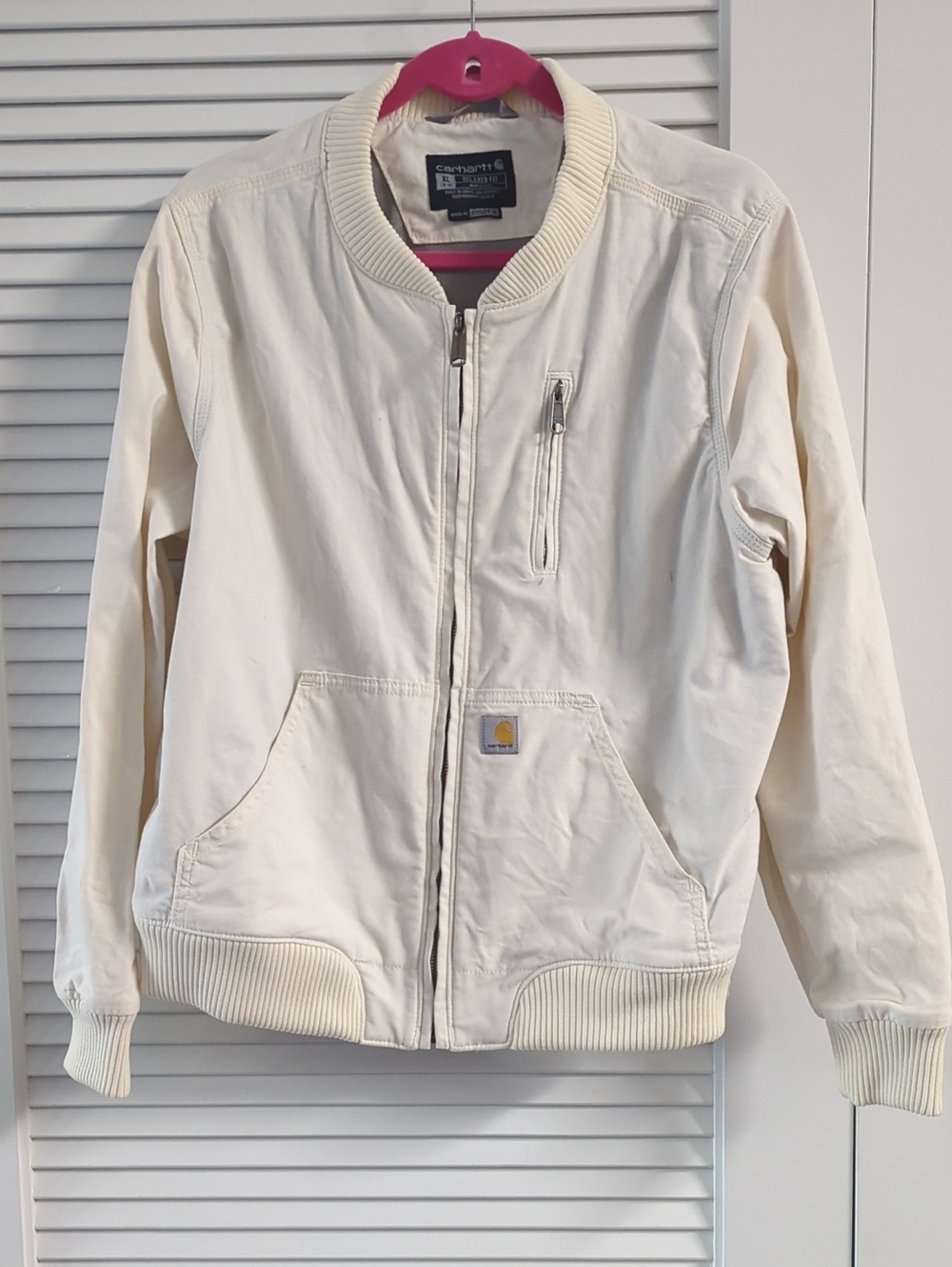 XL Crawford Carhartt Women's Cream Zip-Front Bomber Jacket